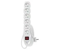 Emos Extension cable 3 m / 6 sockets / with switch / baltas / PVC / 1.5 mm2