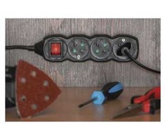 Emos Extension cable 5 m / 4 sockets / with switch / juodas / PVC / 1.5 mm2