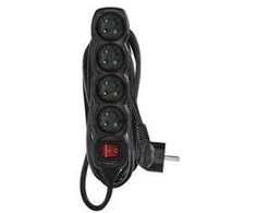 Emos Extension cable 5 m / 4 sockets / with switch / juodas / PVC / 1.5 mm2