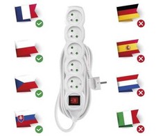 Emos Extension cable 5 m / 5 sockets / with switch / baltas / PVC / 1.5 mm2