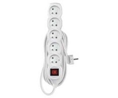 Emos Extension cable 5 m / 5 sockets / with switch / baltas / PVC / 1.5 mm2