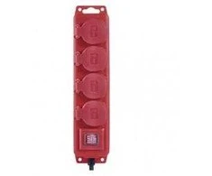 Emos Emos P14151 ilgintuvas su įžeminimu ir jungikliu, 4 lizdai, 5 m IP44 raudonas