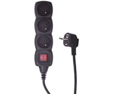 EMOS Extension cable with switch 3 sockets 3m, juodas