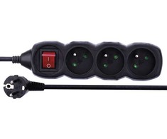 EMOS Extension cable with switch 3 sockets 1,5m, juodas