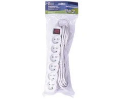 EMOS Extension cable with switch 6 sockets 5m, baltas