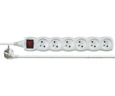EMOS Extension cable with switch 6 sockets 5m, baltas