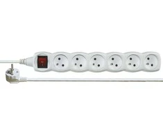 EMOS Extension cable with switch 6 sockets 5m, baltas