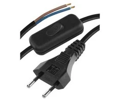 Emos Laidas su elektros kištuku ir jungikliu 2m/2x0.75mm juodas