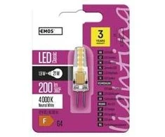 LED lemputė G4 12V JC 2W 210lm, neutraliai balta, 4100K, A++, EMOS