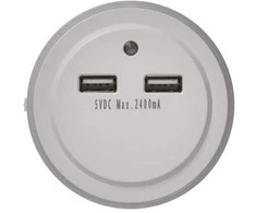 Sieninis šviestuvas Emos LED night light P3313 for socket with 2× USB