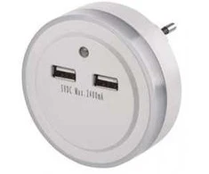 Sieninis šviestuvas Emos LED night light P3313 for socket with 2× USB