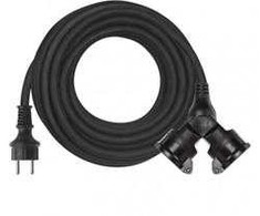 Emos Outdoor extension cable 15m / 2 sockets / juodas / rubber / 230 V / 1.5mm2