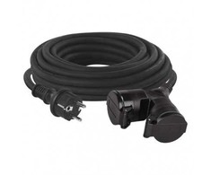Emos Outdoor extension cable 15m / 2 sockets / juodas / rubber / 230 V / 1.5mm2