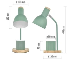 EMOS POPPY Table Lamp for E27 Bulb, Žalias
