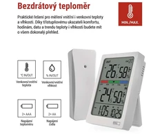 EMOS Skaitmeninis termometras with Hygrometer, Wireless Sensor, Alarm Clock, and Date Ekranas E0558W