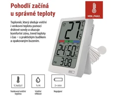 EMOS Skaitmeninis termometras with Hygrometer, Wired Sensor, Alarm Clock E0558P