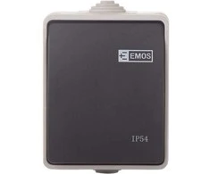 Paviršinis jungiklis EMOS, IP54, 250 V, 1 klavišo, pilkos/juodos sp.