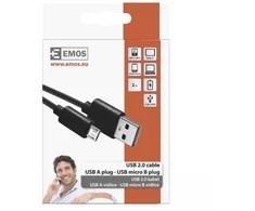 Emos USB-A 2.0 / microUSB 2.0 charging/data cable, 2m, juodas