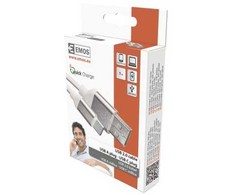 Emos USB-A 2.0 / USB-C 2.0 charging/data cable, 1m, baltas