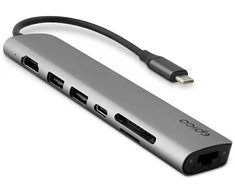 Epico 7in1 Multimedia Hub 8K su USB-C jungtimi - kosminis pilkas