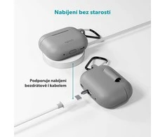 Epico silicone dėklas su carabiner | AirPods Pro 3 | pilkas | safety carabiner