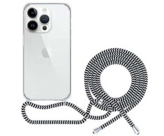 Dėklas EPICO transparent cover with lanyard for iPhone 14 Pro Max - juodas and baltas