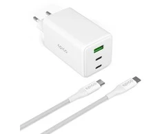 Epico UltraBoost GaN 100W galios greitasis įkroviklis EA100 + 1,2 m USB-C laidas - baltas