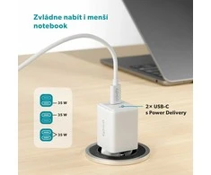 Epico UltraBoost GaN 35W galios greitasis įkroviklis EA35 + 1,2 m USB-C laidas - baltas