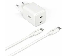 Epico UltraBoost GaN 35W galios greitasis įkroviklis EA35 + 1,2 m USB-C laidas - baltas