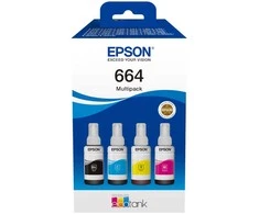 Epson 664 EcoTank 4 spalvų sudėtinė pakuotė | Epson C13T66464A | 664 EcoTank 4 spalvų sudėtinė pakuotė | Rašalo talpykla | Juodas, geltona, žalsvai mėlyna, purpurinė