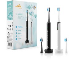 Dantų šepetėlis ETA Set of Electric Toothbrushes | ETA270990000 Sonetic | Įkraunamas | Suaugusiems | Šepetėlių skaičius galvutės įeina 4 | Number of teeth brushing modes 5 | Juodas/Baltas