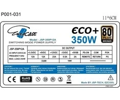 EUROCASE maitinimo šaltinis 350W Eco+, 120mm, 80+ bronza, ATX