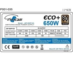 EUROCASE zdroj 650W Eco+, 120mm, 80+ bronza, ATX
