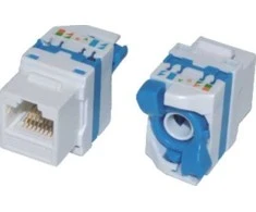 EuroLan self-cutting keystone UTP Cat.5e, baltas, rear terminal block, lock