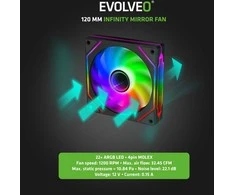 Wentylator Evolveo 120UX-M ventilátor 120mm, 4pin molex, ARGB, master, juoda