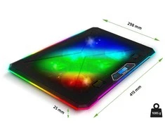 Podstawka chłodząca Evolveo Ania 9RGB, chłodząca podkładka pod laptop, 6x ventilátor, RGB pašvietimas wentylatorów i obwodu