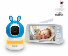„EVOLVEO Baby Monitorius N5“, vaizdo kūdikių stebėjimo rinkinys su 360° stebėjimu, dvipusiu ryšiu ir lopšinėmis, mėlynas