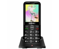 Mobilusis telefonas „Evolveo EasyPhone XO“, senjorams skirtas mobilusis telefonas su įkrovimo stovu, juodas