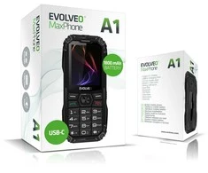 „EVOLVEO MaxPhone A1“, mygtukinis dviejų SIM kortelių telefonas, juodas
