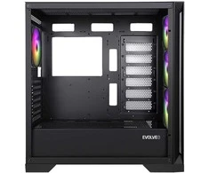 EVOLVEO Ptero Q2G, skříň ATX, 4x ARGB ventilátor, čelní+boční panel sklo, juoda