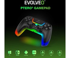 EVOLVEO Ptero2, bezdrátový &amp; drátový gamepad pro PC, PS3/4/5, iOS, Android, Switch, černý