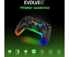 EVOLVEO Ptero2, bezdrátový &amp; drátový gamepad pro PC, PS3/4/5, iOS, Android, Switch, černý