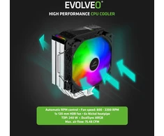 EVOLVEO QuietCool5, procesoriaus aušintuvas, 6 šilumos vamzdeliai, juodas