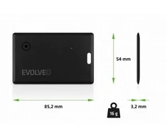 „EVOLVEO TrackCard“, „Bluetooth“ vietos nustatymo įrenginys su „Apple Find My“, juodas
