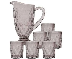 Excellent Houseware EH Cut whiskey glasses with decanter, set of 7, pilkas