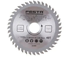 Festa medienos pjūklo diskas TCT, O 115 x 2,8 x 22,2 mm, 40 dantų