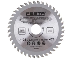Festa medienos pjūklo diskas TCT, O 125 x 2,8 x 22,2 mm, 40 dantų