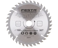 Festa medienos pjūklo diskas TCT, O 160 x 2,8 x 20 mm, 36 dantys