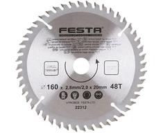 Festa medžio pjūklo diskas TCT, O 160 x 2,8 x 20 mm, 48 dantų