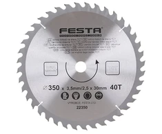 FESTA Diskinis medienos pjūklas TCT, O 350 x 3,2 x 30 mm, 40 dantų (124650)